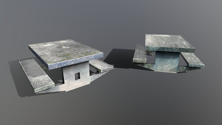 Concrete Park Benches 3D Model