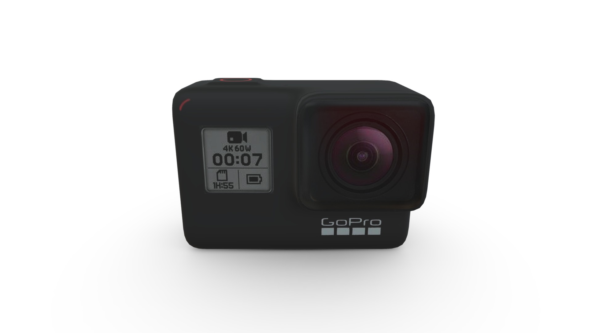 3D model GoPro Hero 7 Black - This is a 3D model of the GoPro Hero 7 Black. The 3D model is about a black camera with a lens.