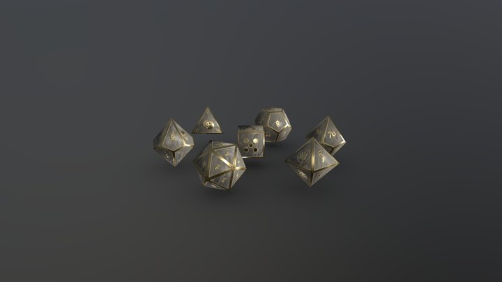 Low Poly Pirate Dice Set 3D Model