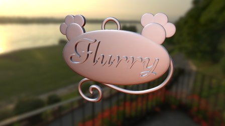 Cat Name tag - Flurry 3D Model