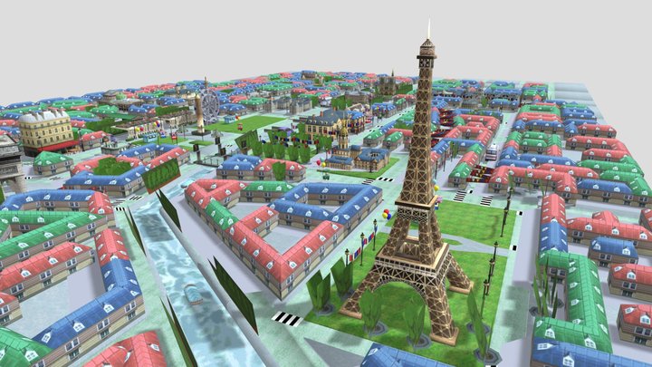 Paris 3ds modele lowpoly 3D Model