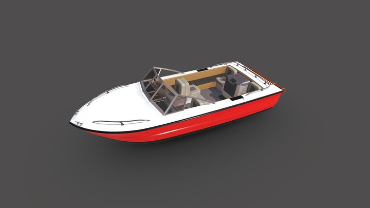 Speedboat Low-poly PBR 3D Model