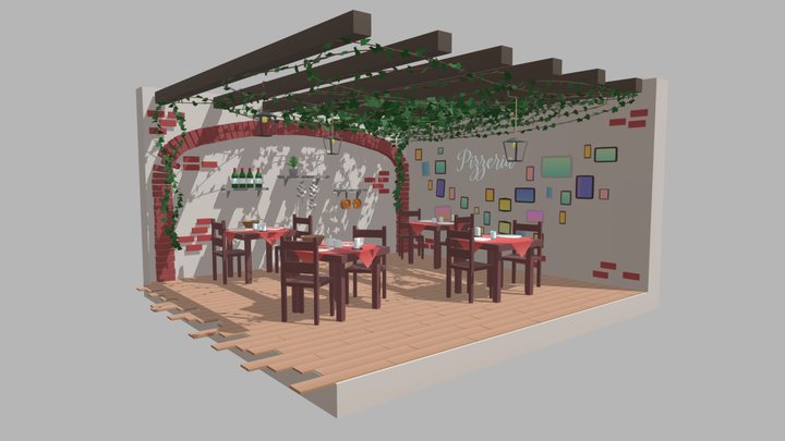 Italian Restaurant Diorama 3D Model