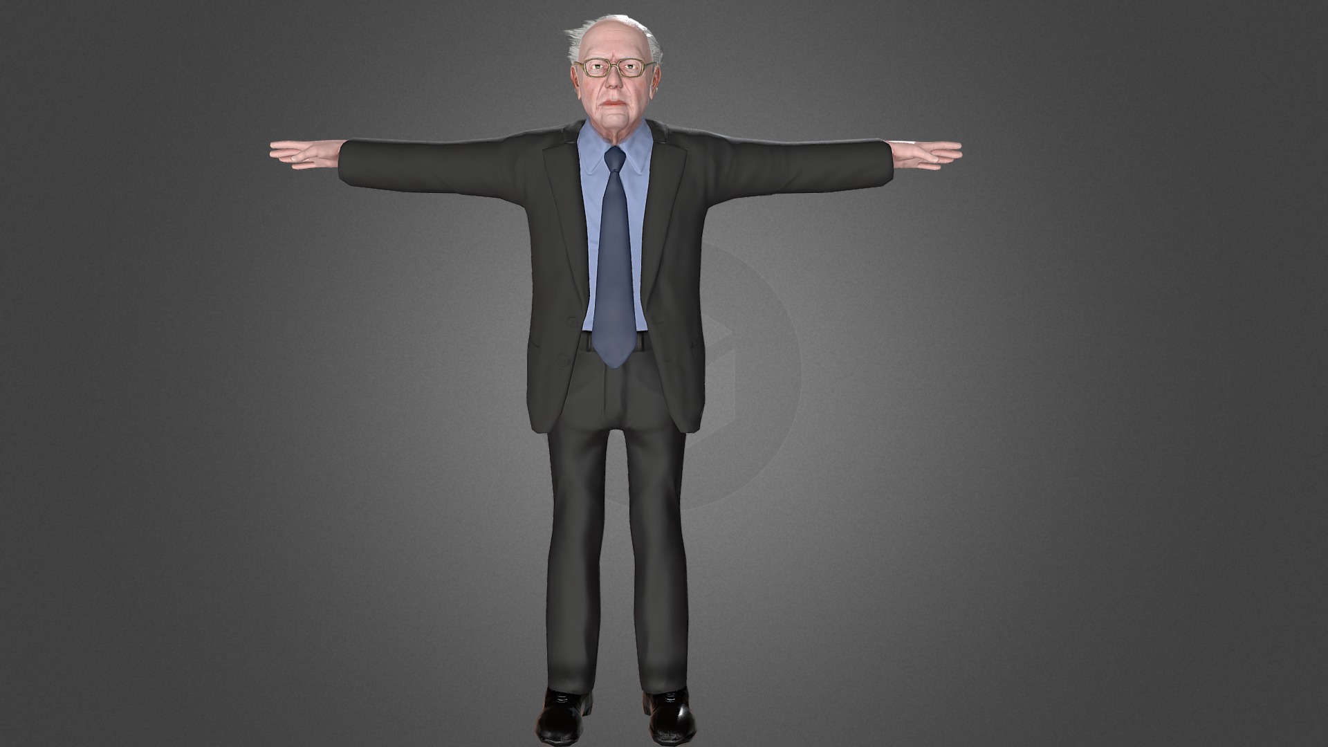 3D model Bernie Sanders game ready not rigged character - This is a 3D model of the Bernie Sanders game ready not rigged character. The 3D model is about a person in a suit.