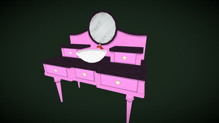 Dressing Table Lowpoly 3D Model