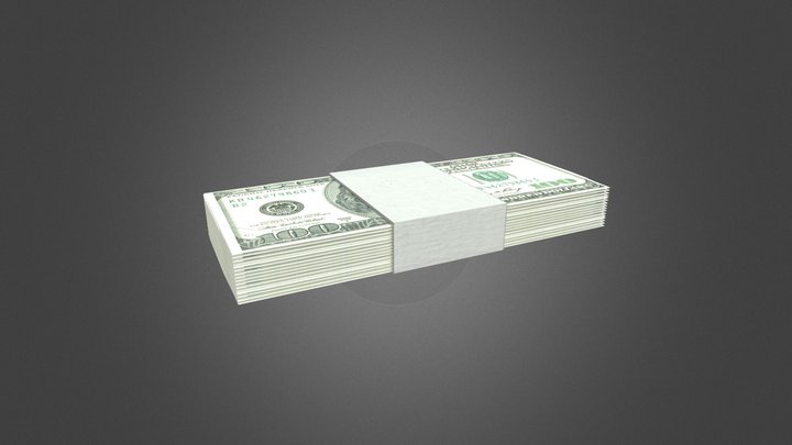 Stack of One Hundred Dollar Bills 3D Model