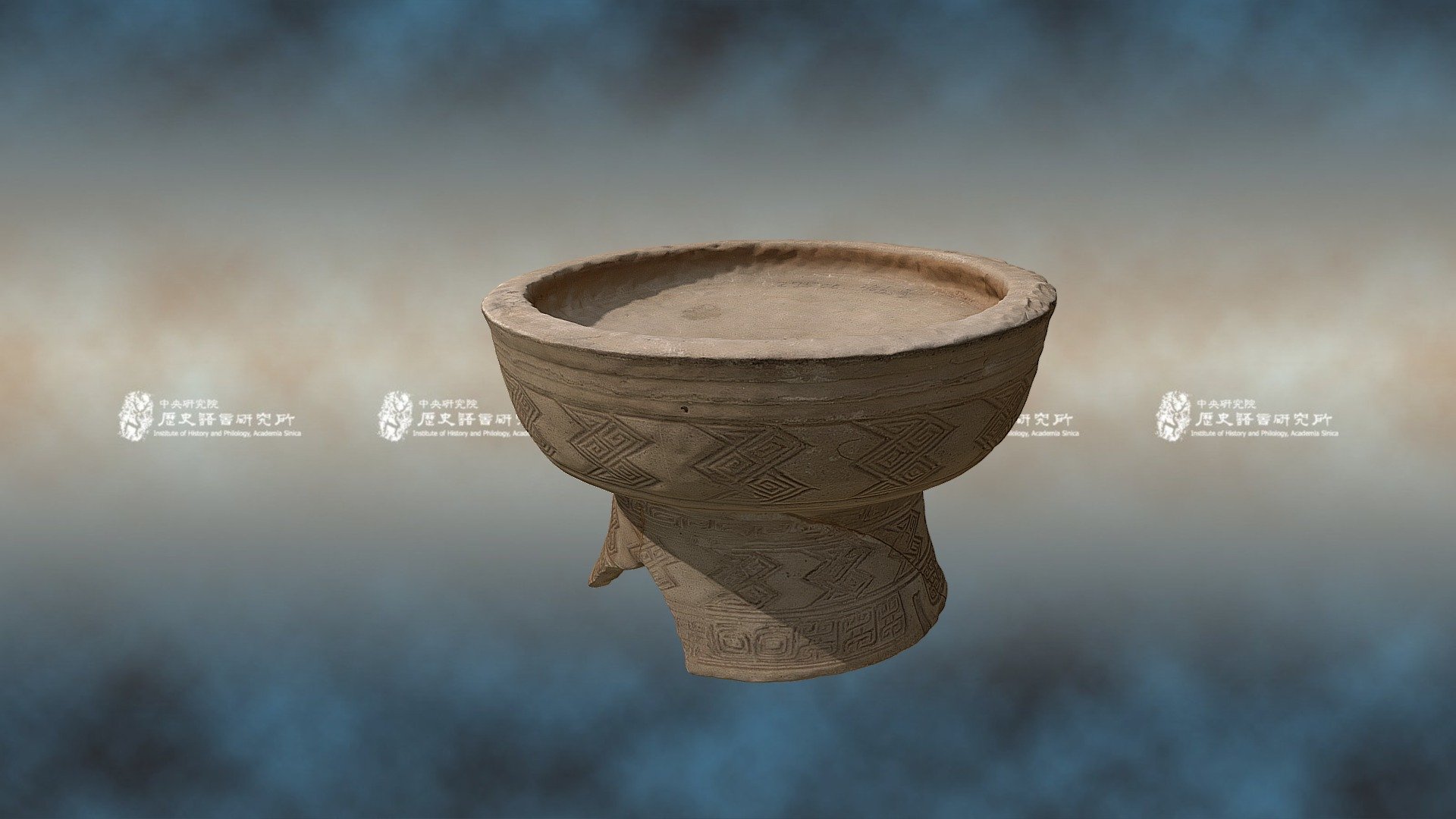白陶雲雷紋豆 White Pottery Dou with Cloud — Sketchfab embed 3D viewer