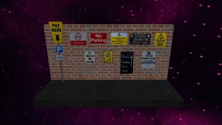 Signs And Decals Set .Blend Free Low Poly