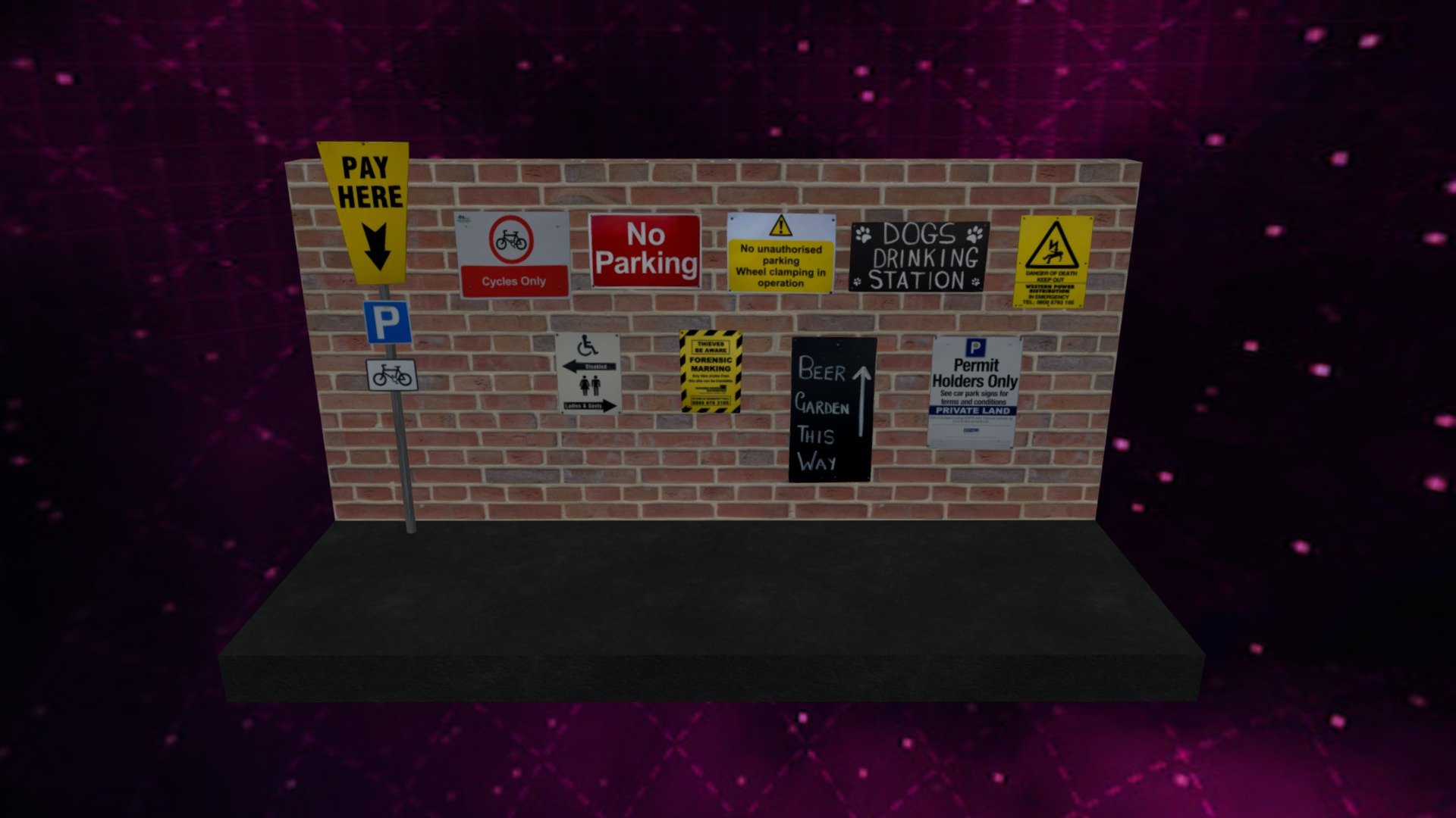 Signs And Decals Set .Blend Free Low Poly