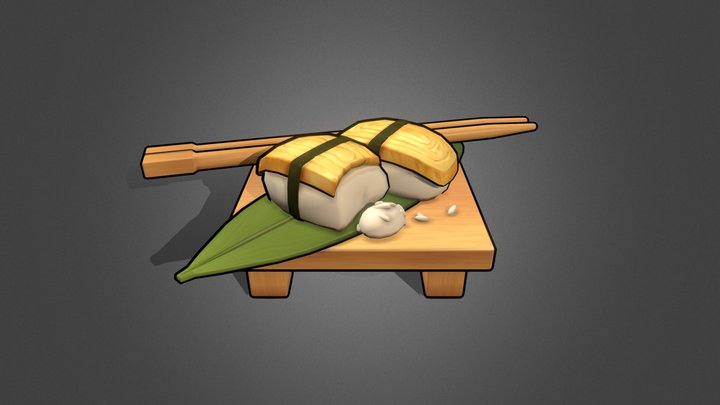 Genshin Impact Egg Sushi plate 3D Model