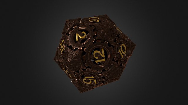 D20 Bronze-Gold 3D Model