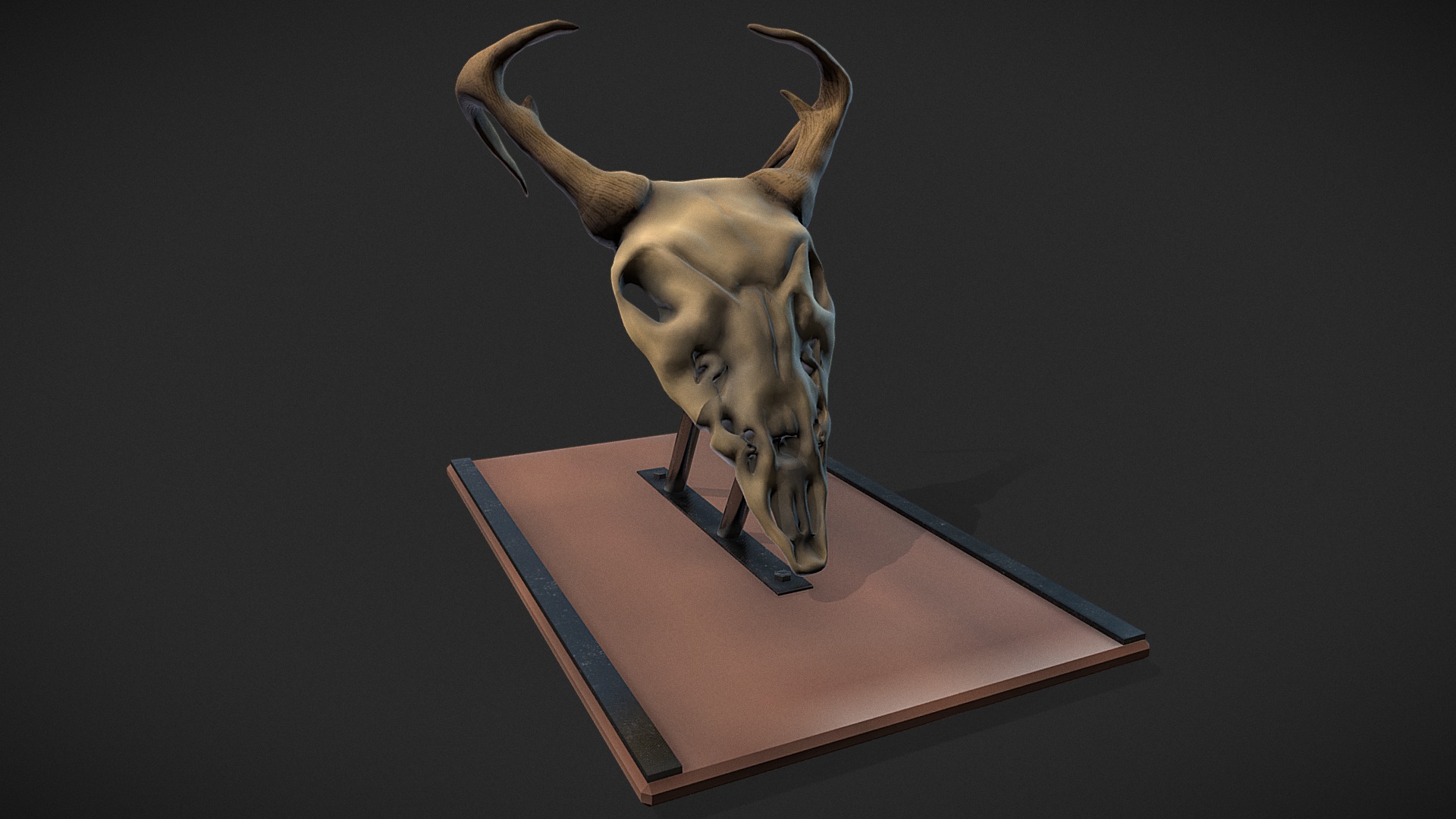 3D model Skull On Stand - This is a 3D model of the Skull On Stand. The 3D model is about a sculpture of a horned animal.