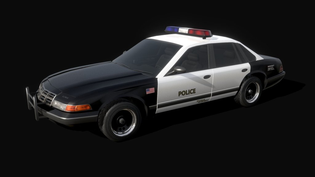 Illinois '90 Police cruiser - Low poly model