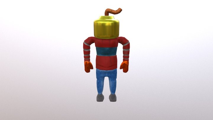 Textured Cartoon Robot 3D Model
