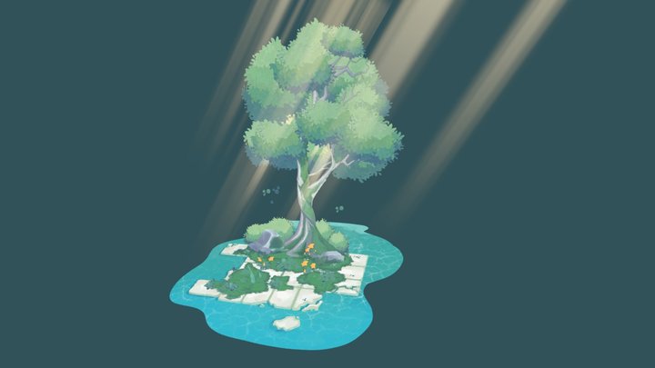 CGMA 2.5D Tree - Ruined on Water Tree 3D Model