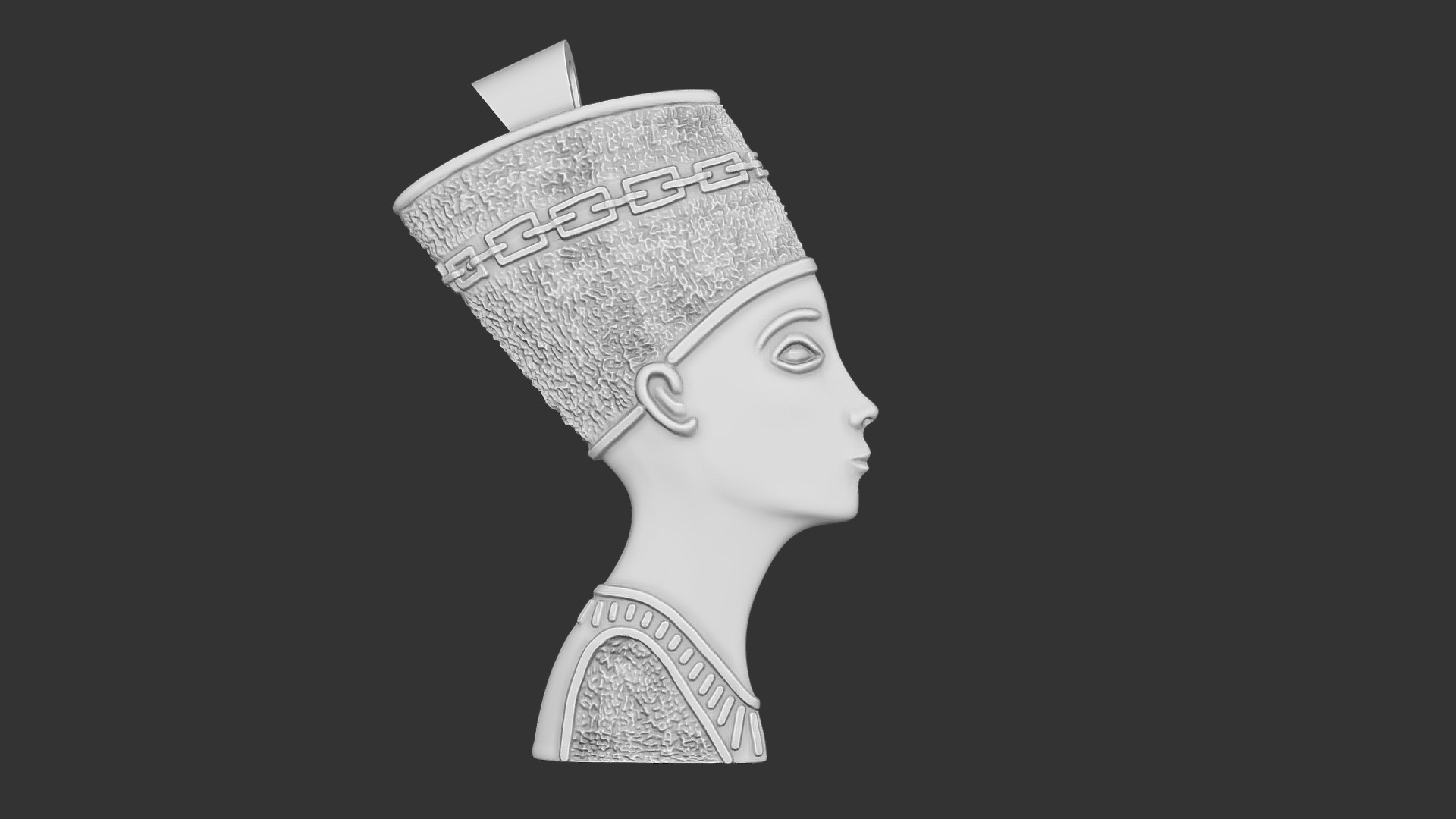 3D model Nefertiti Pendant – 3D print - This is a 3D model of the Nefertiti Pendant - 3D print. The 3D model is about a mannequin wearing a hat.