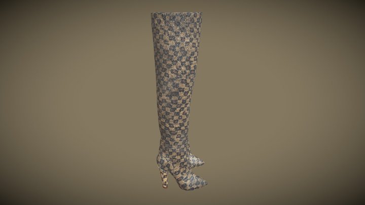 Women's leopard skin boots 3D Model