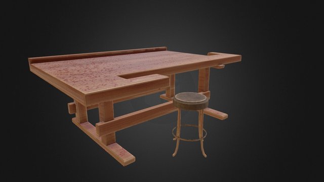 wooden workbench 3D Model