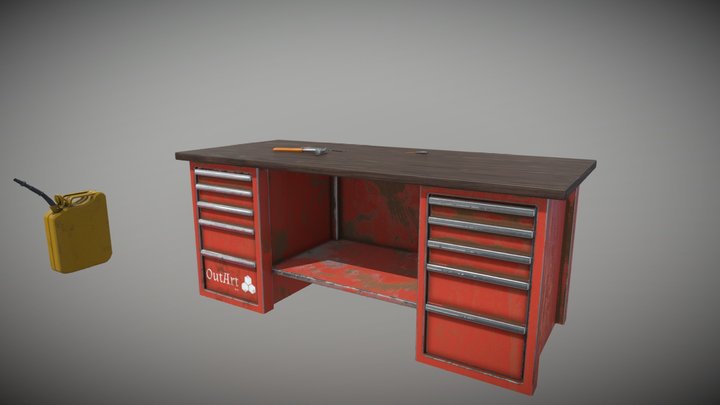 Workbench and a gasoline tank 3D Model