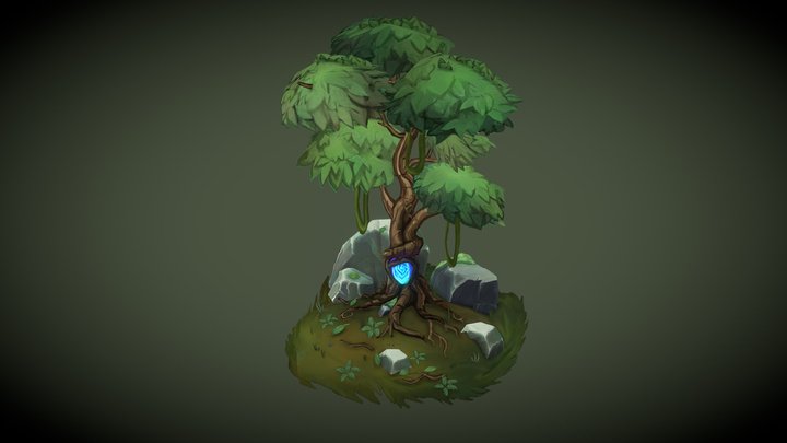 Crystal Embeded Tree 3D Model