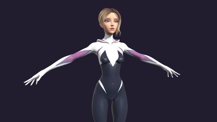 Spider Gwen Low Poly 3D Model