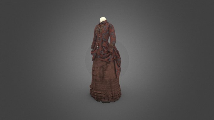 1860s Bustle Dress 3D Model