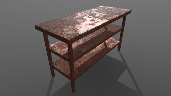 Rusty 3 Tier Stainless Steel Table 3D Model