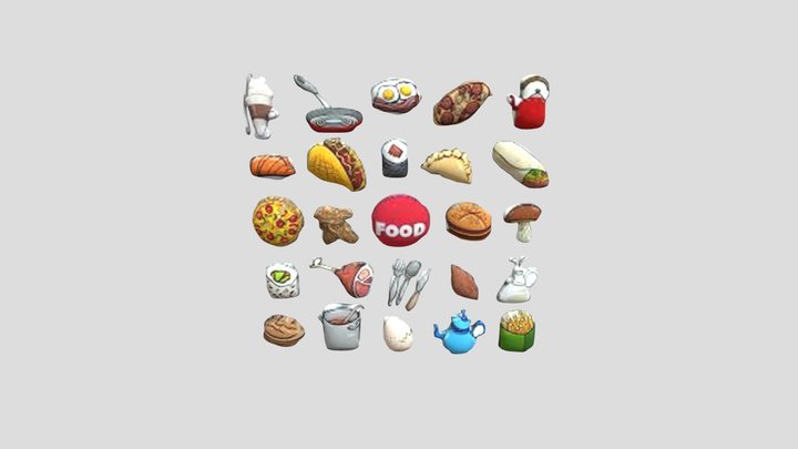 Cartoon food pack 3D Model