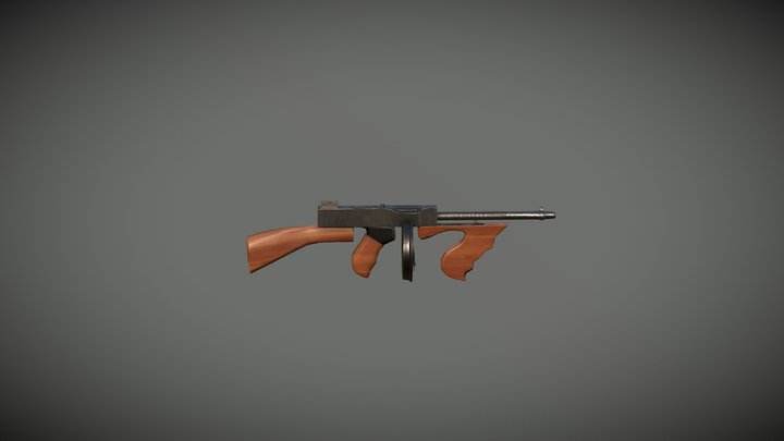 Tommy_Gun_Low_Poly 3D Model