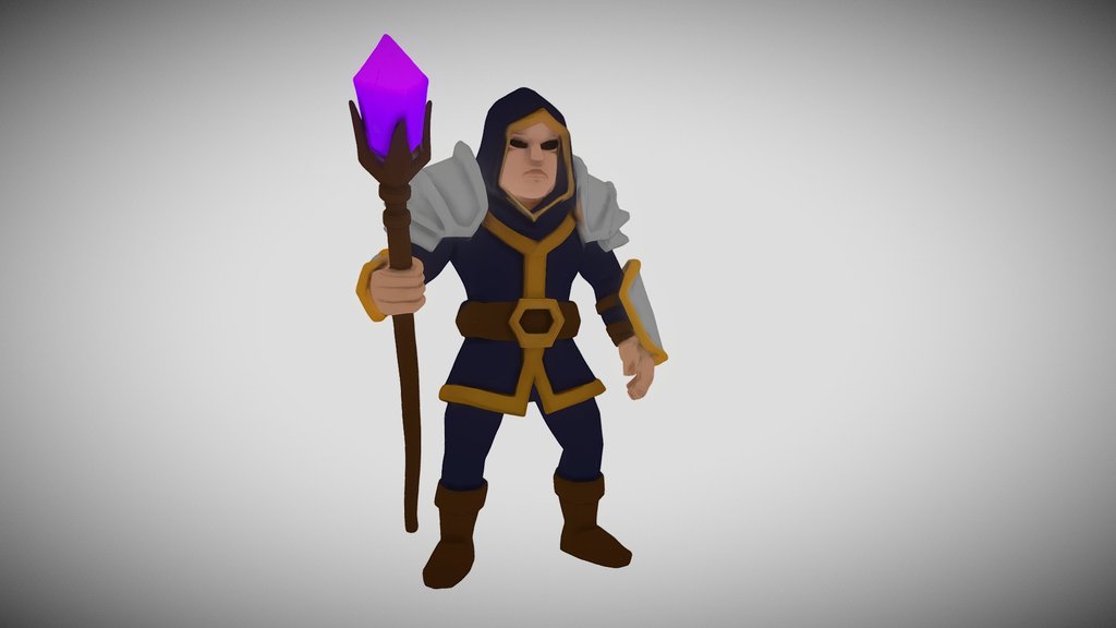Human Hooded Mage Lowpoly