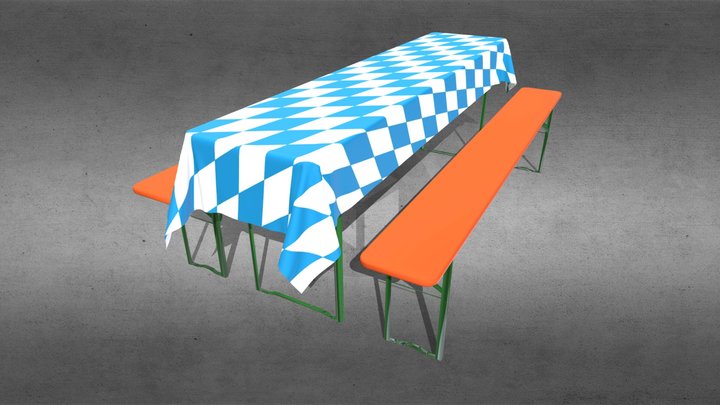 Bavarian Beerbench-Festzeltgarnitur-Bierbank 3D Model