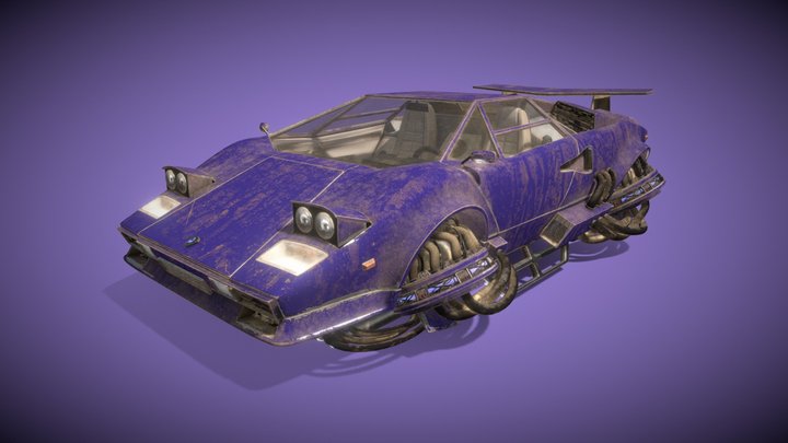 Sci-fi Hover Lamborghini Countach (animated) 3D Model