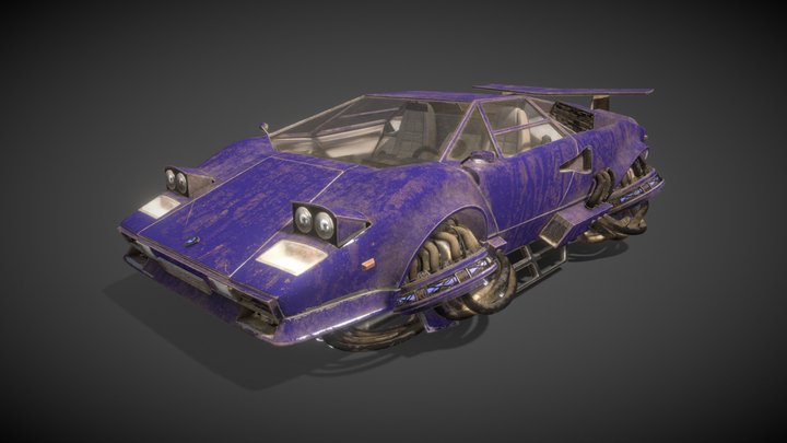 Sci-fi Hover Lamborghini Countach (Animated) 3D Model