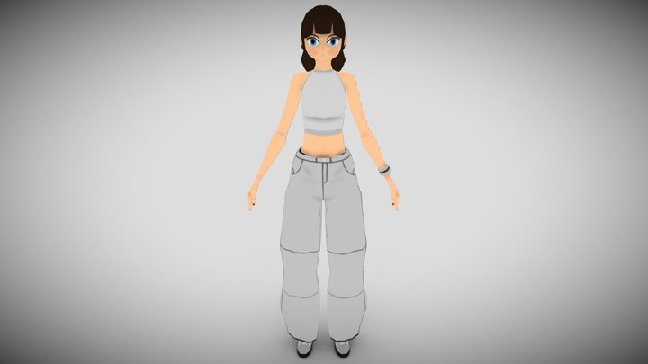 Lowpoly casual girl - Game character 3D Model