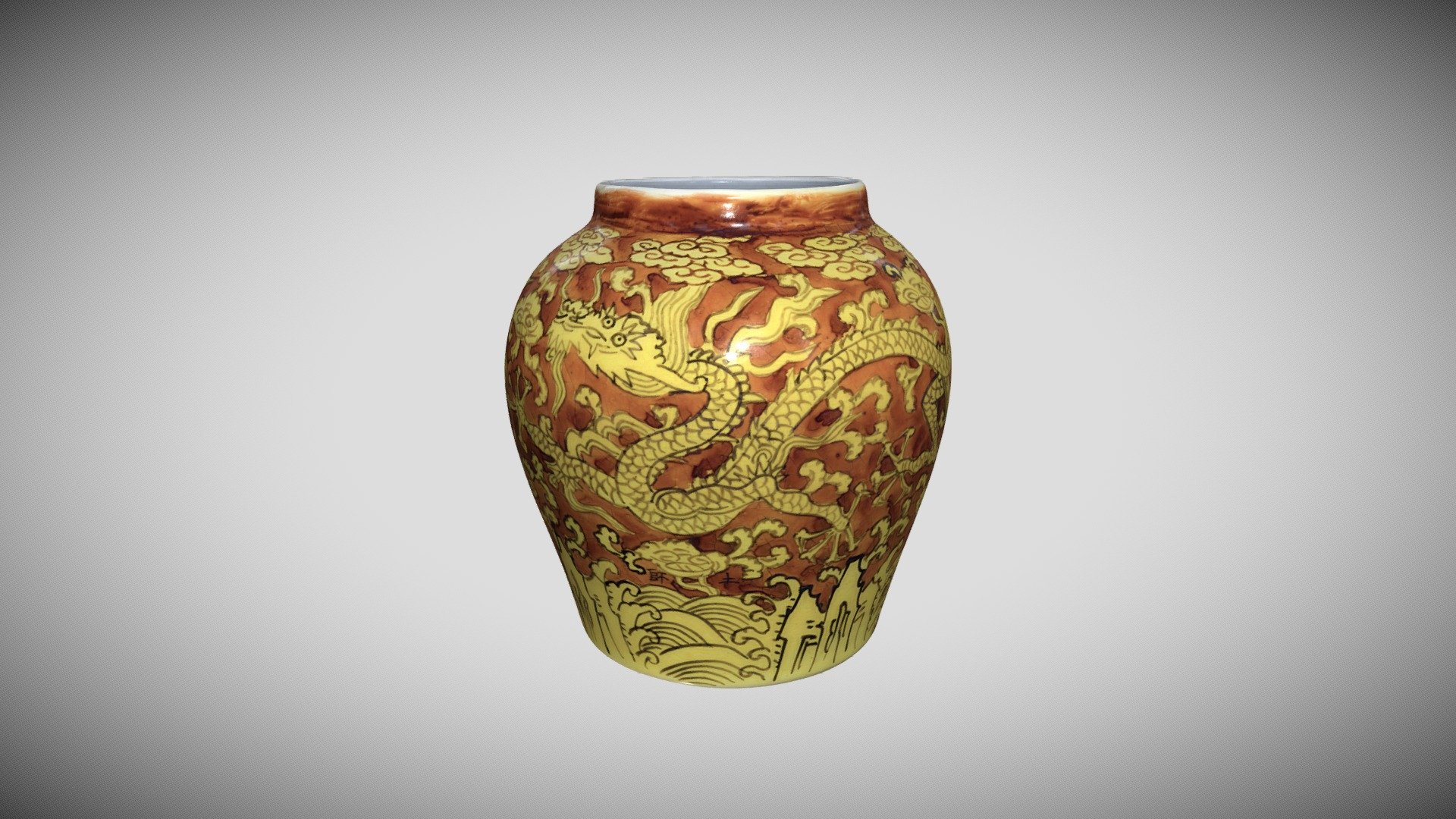 黄地紅彩雲龍文壺 — Sketchfab embed 3D viewer
