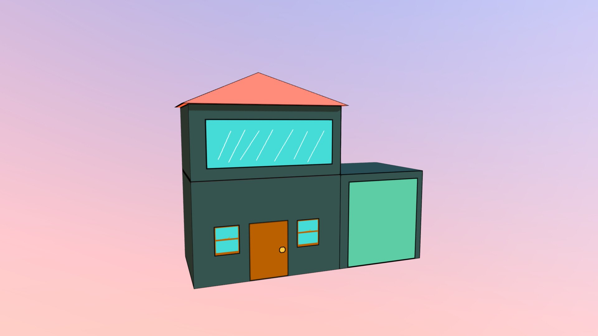 Low Poly House with a garage
