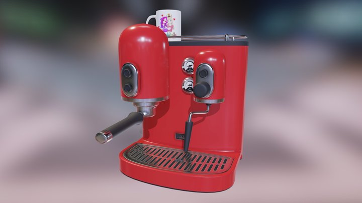 Red Espresso Machine 3D Model