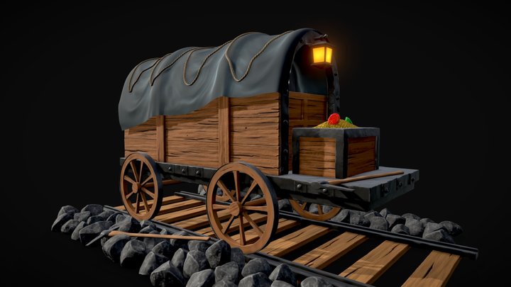 DAE Miner Wagon - Sculpting Exam 3D Model