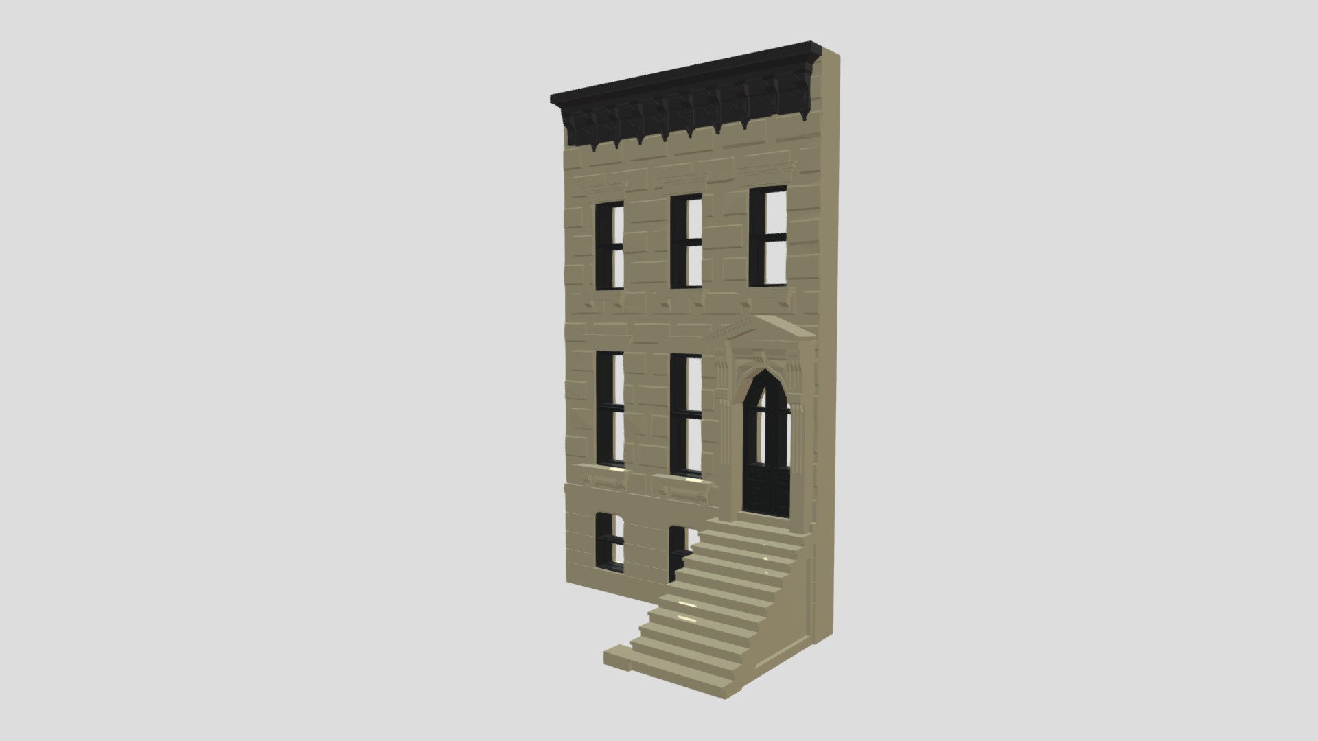 Building Brownstrone 3 story Front/Flat #1. B - 3D model by levski2000 ...