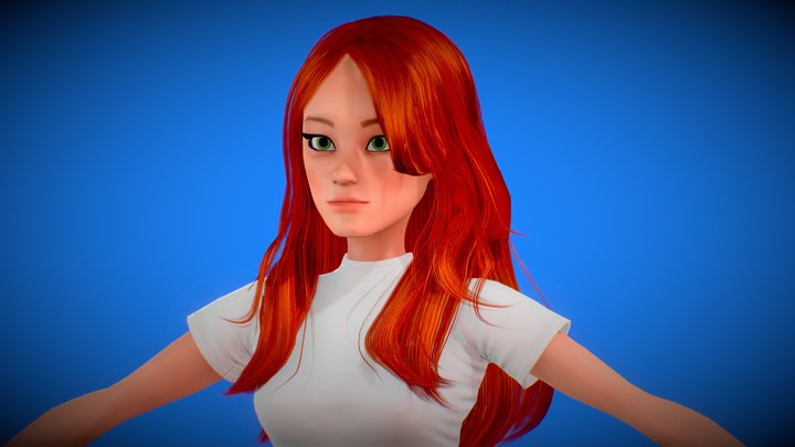 Free Stylized Cartoon Girl Rigged Character 3D Model