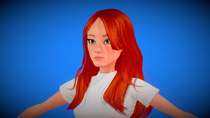 Free Stylized Cartoon Girl Rigged Character 3D Model