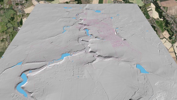3D katastr Průhonic s vrstvou parcel 3D Model