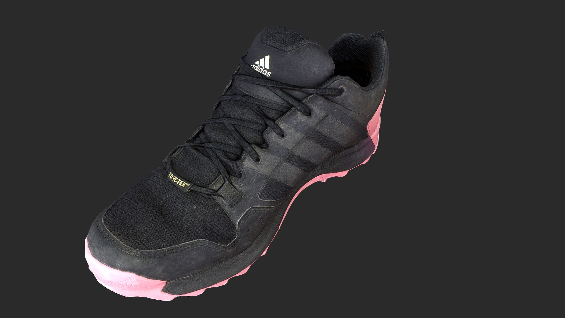 3D model Adidas sneaker shoe low poly - This is a 3D model of the Adidas sneaker shoe low poly. The 3D model is about a black shoe with a red lace.