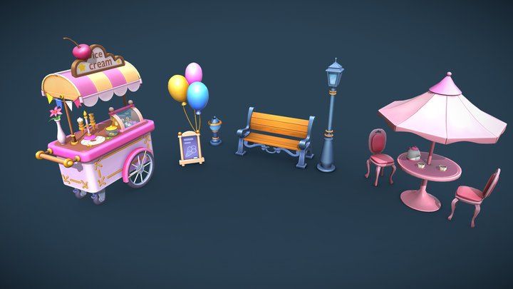 Ice cream, street pack 3D Model