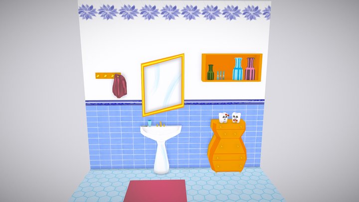 Cartoon bathroom 3D Model