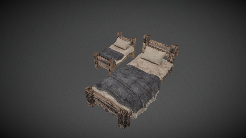 M.1_Medieval Bedroom Set - Rustic Timber Beds