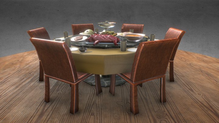 Chinese food table 3D Model