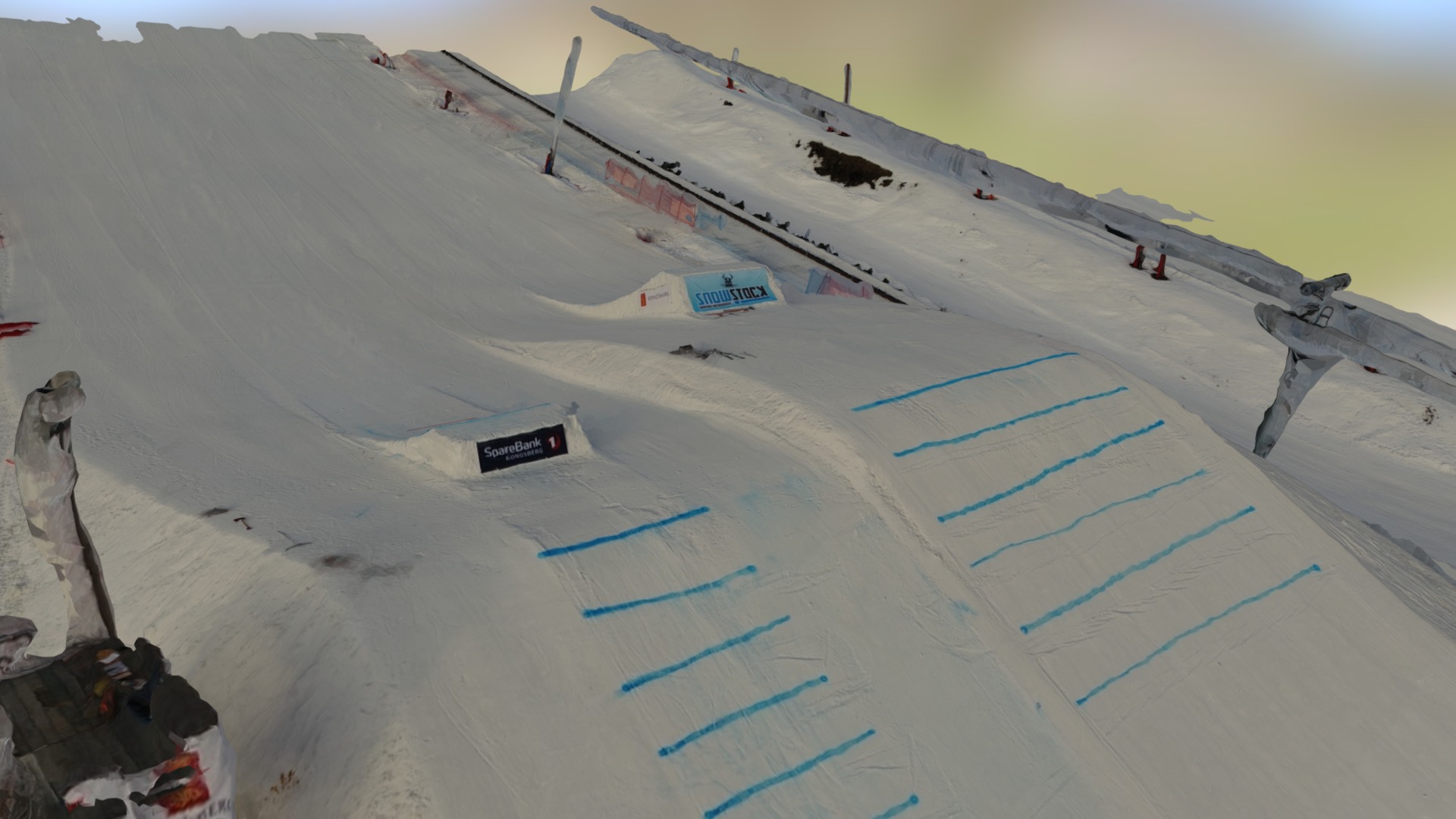 3D model Snowstock 2017 @ Kongsberg Skisenter - This is a 3D model of the Snowstock 2017 @ Kongsberg Skisenter. The 3D model is about a snow covered mountain.