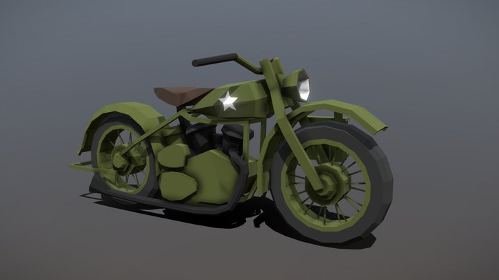 Low Poly WW2 Motorcycle 3D Model
