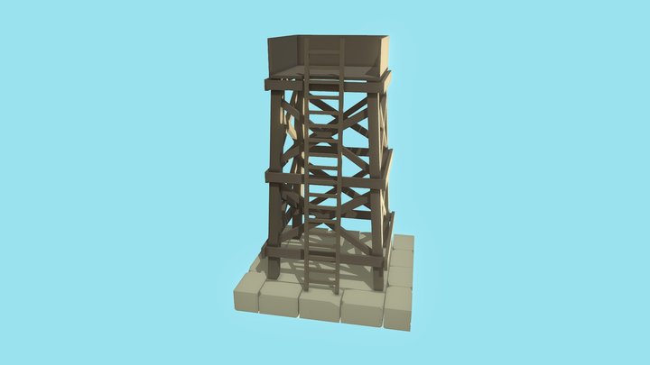 Wood Tower Low-Poly 3D Model